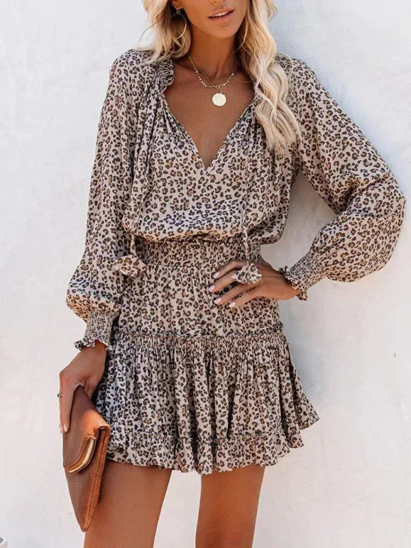 Kaia - Short women's dress with ruffles and various prints