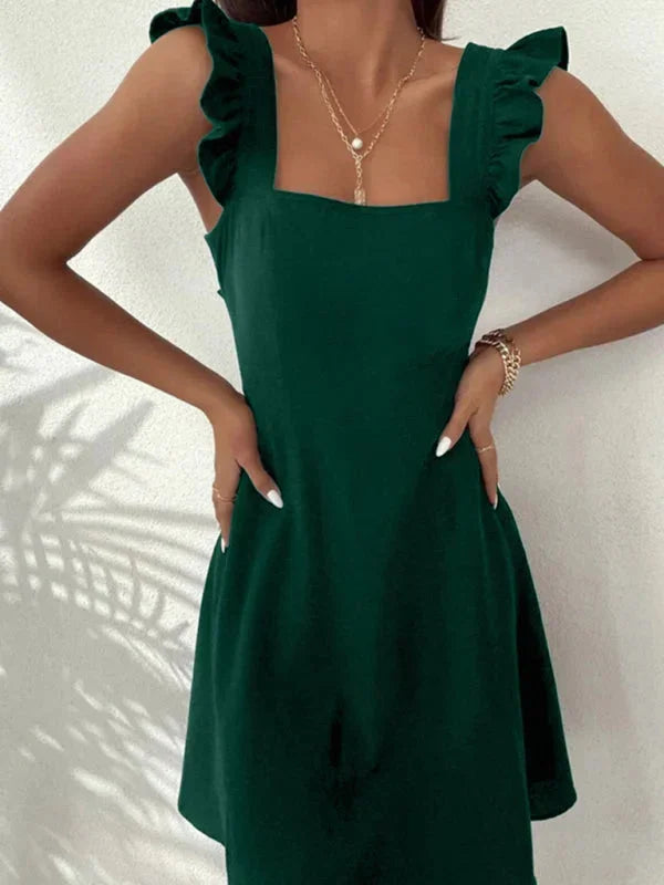 Hailey - Women's short flared dress with summery flutter sleeves
