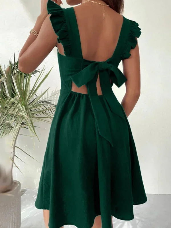 Hailey - Women's short flared dress with summery flutter sleeves