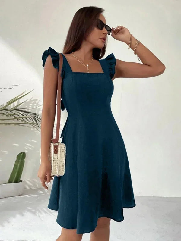 Hailey - Women's short flared dress with summery flutter sleeves