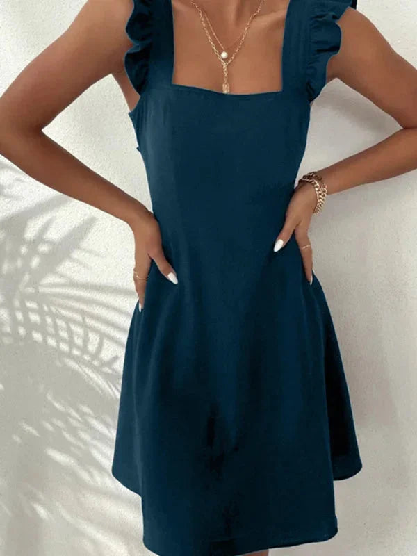 Hailey - Women's short flared dress with summery flutter sleeves
