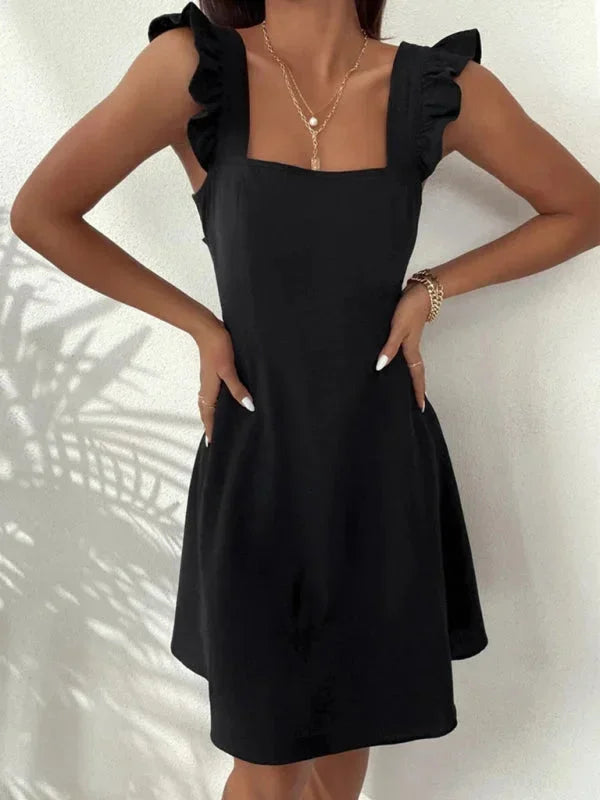 Hailey - Women's short flared dress with summery flutter sleeves