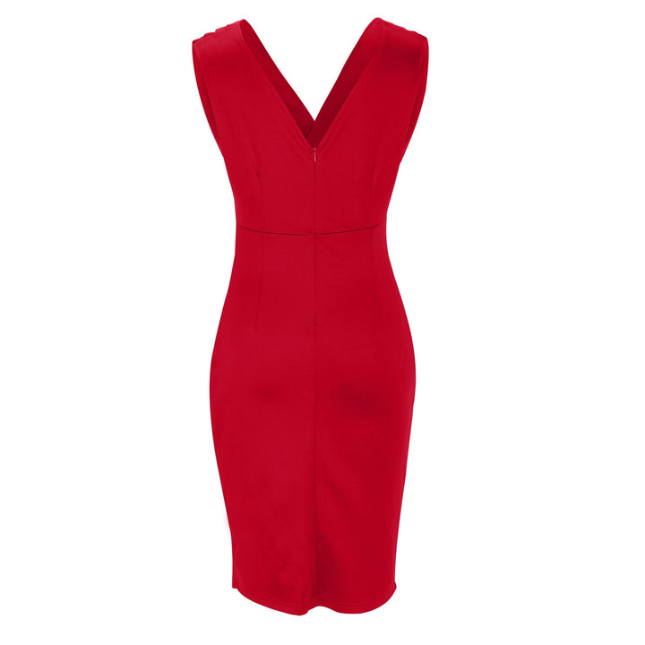 Sleeveless Draped V Neck Split Hem Party Mini Dress