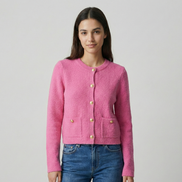 Talia - Women's chic knitted cardigan with buttons