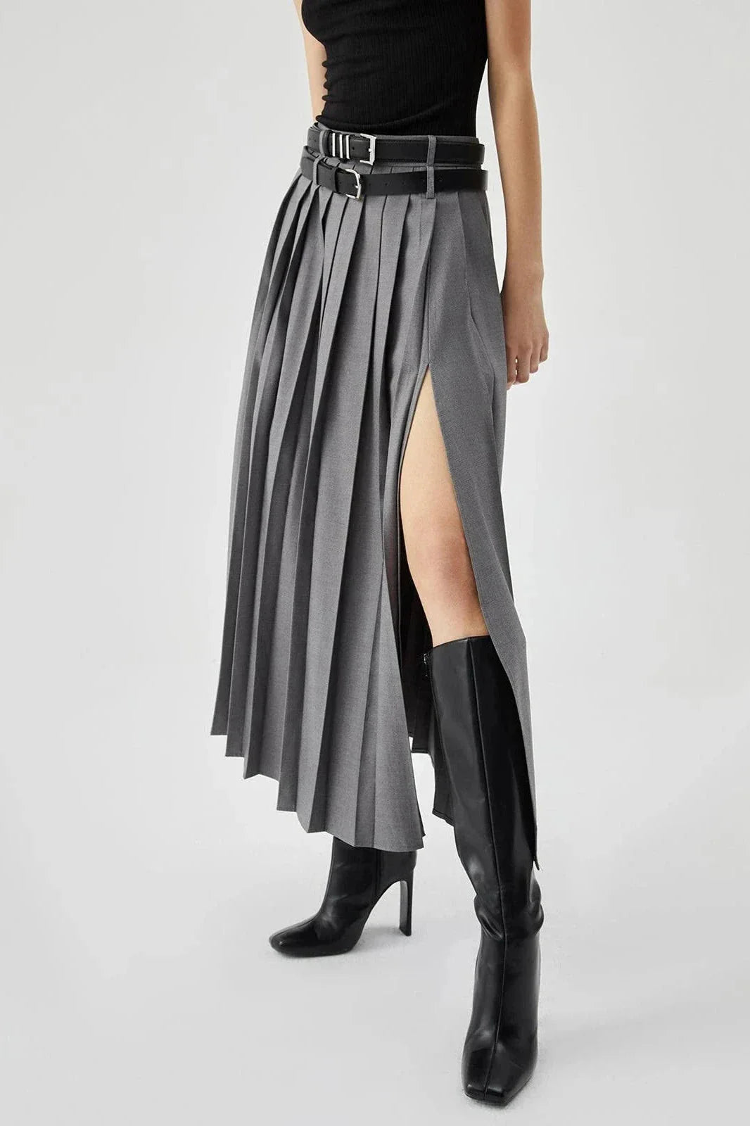 Caitlyn - Pleated Split Maxi Skirt