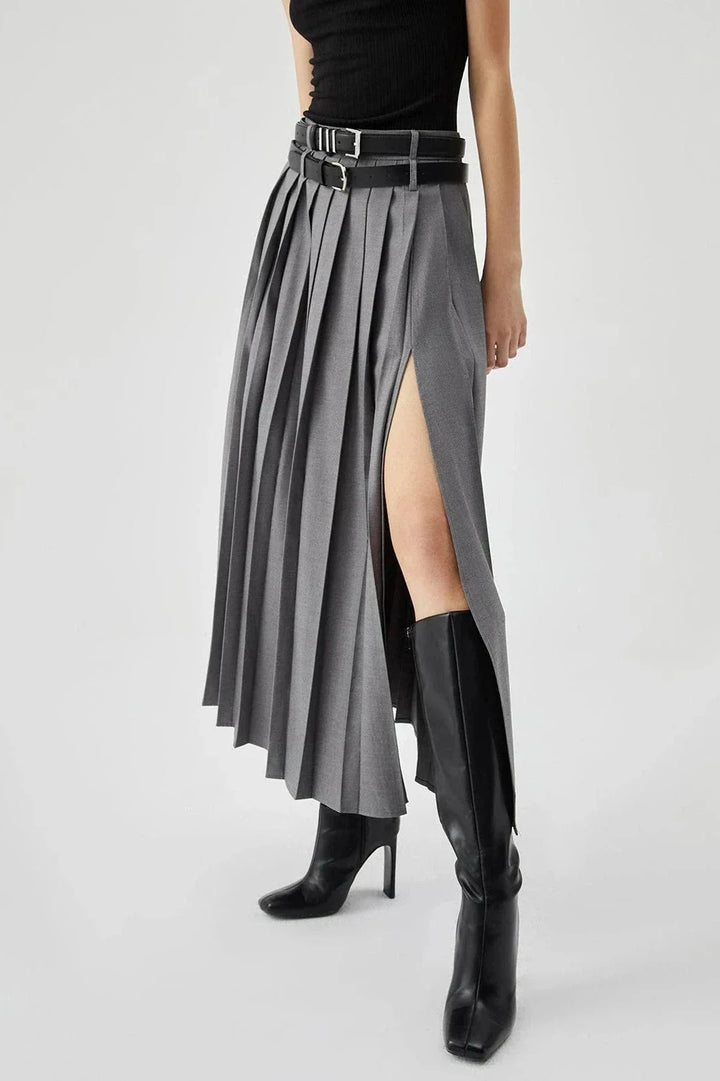 Caitlyn - Pleated Split Maxi Skirt