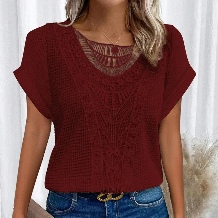 Top Women’s Round Neck Lace Elegant Casual Comfortable Daily