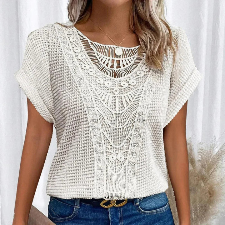 Top Women’s Round Neck Lace Elegant Casual Comfortable Daily