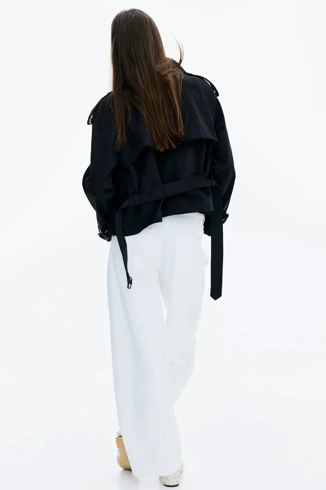 Gemma - Women's trench coat with high collar and tied belt