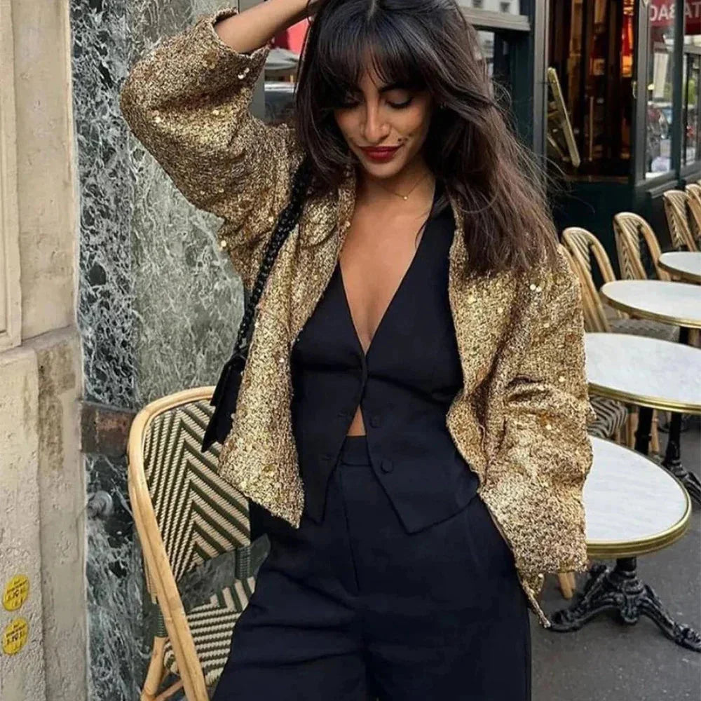 Elena - Chic women's jacket with sequins and an elegant cut