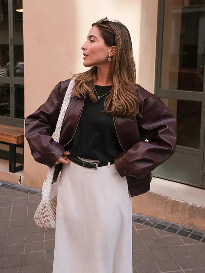 Faith - Women's Burgundy Faux Leather Vintage Style Jacket
