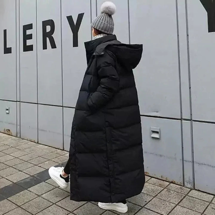 Xena - Women's long puffer jacket with removable hood