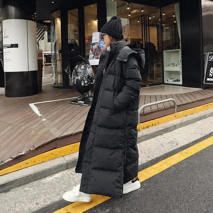 Xena - Women's long puffer jacket with removable hood