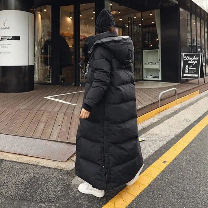 Xena - Women's long puffer jacket with removable hood