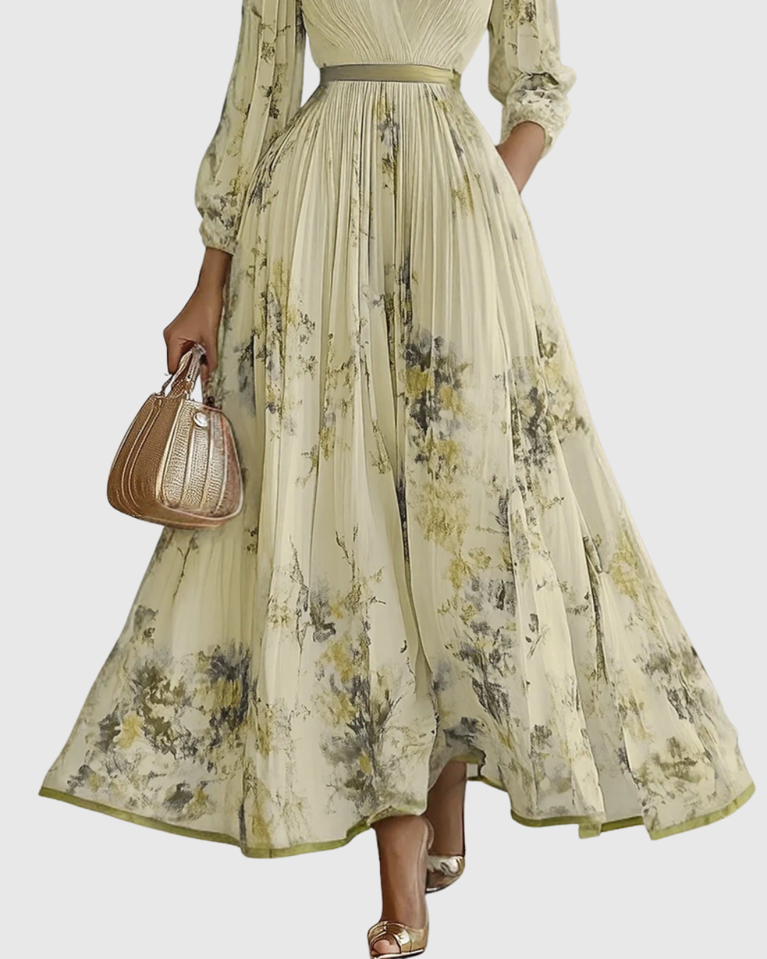 Women's V-Neck A-Line Midi Dress