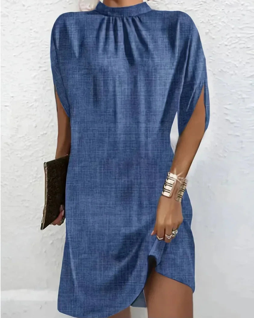 Women's batwing sleeve mini dress with split sleeves