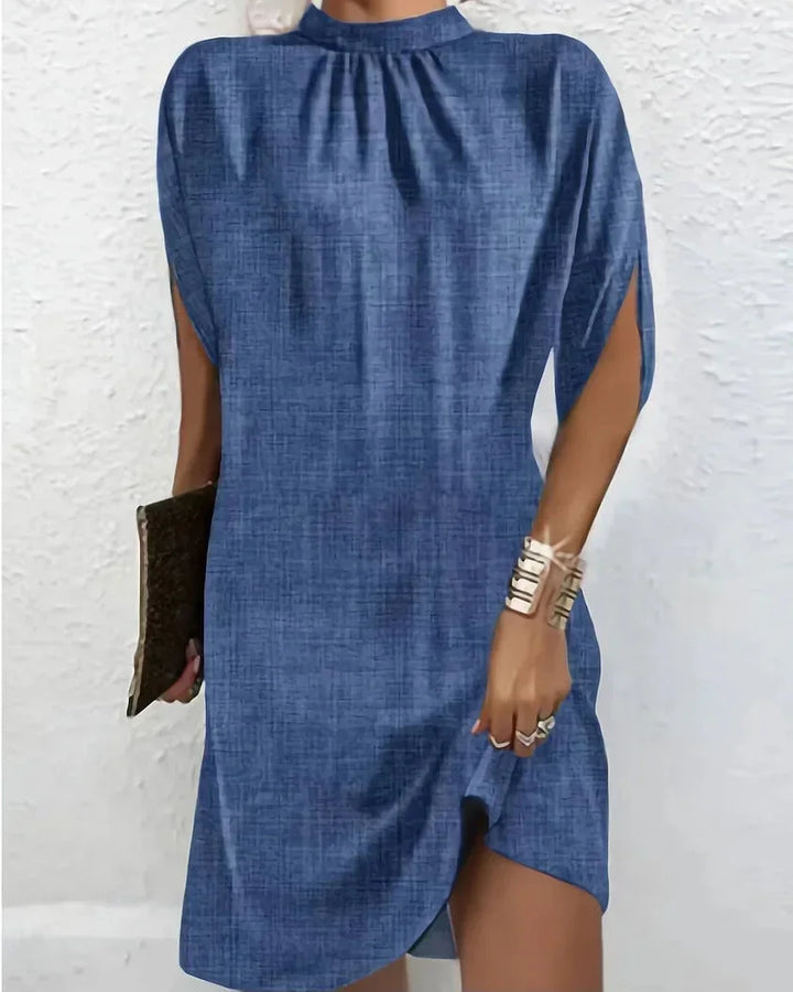 Women's batwing sleeve mini dress with split sleeves