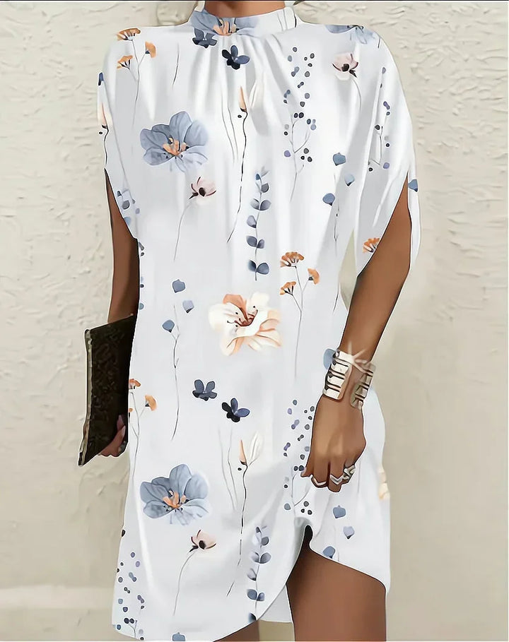 Women's batwing sleeve mini dress with split sleeves