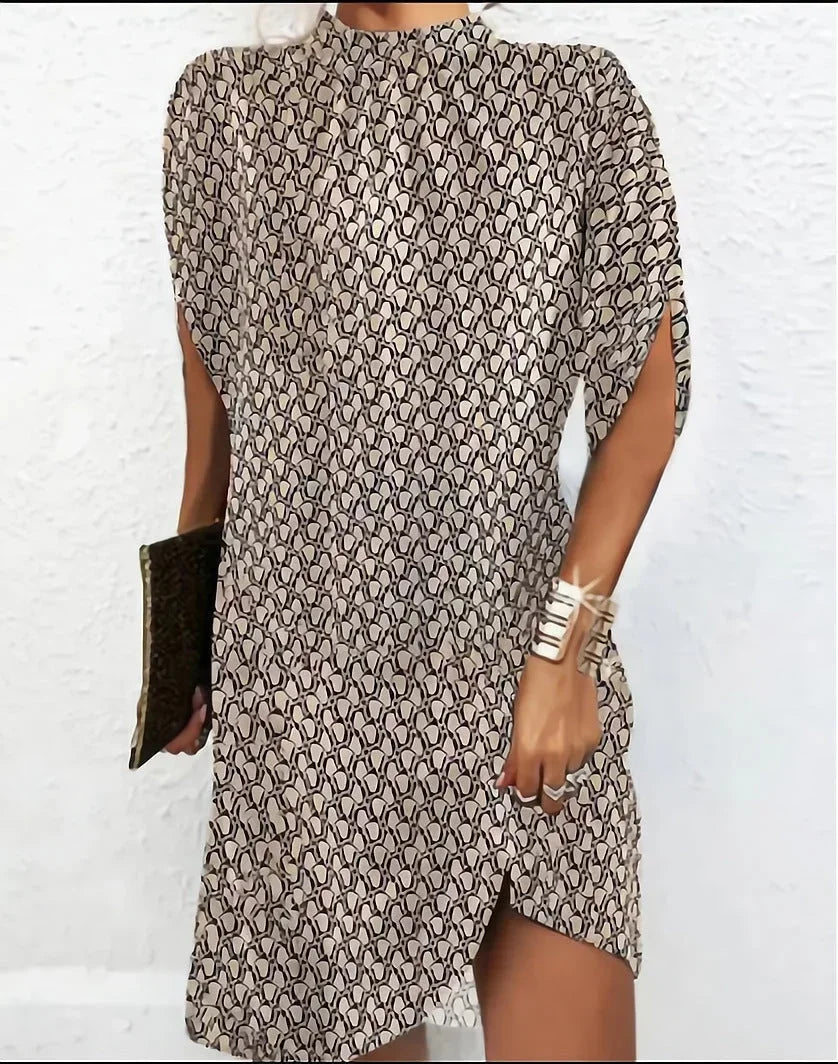 Women's batwing sleeve mini dress with split sleeves