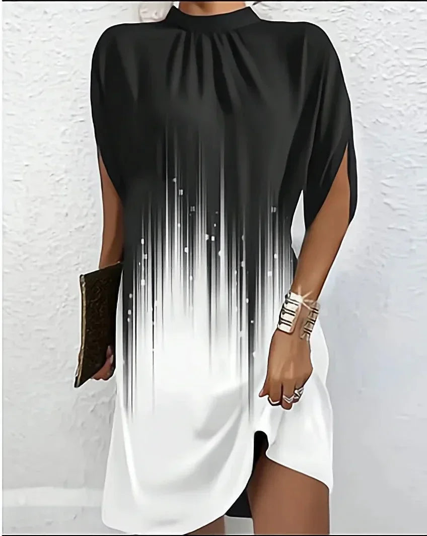 Women's batwing sleeve mini dress with split sleeves
