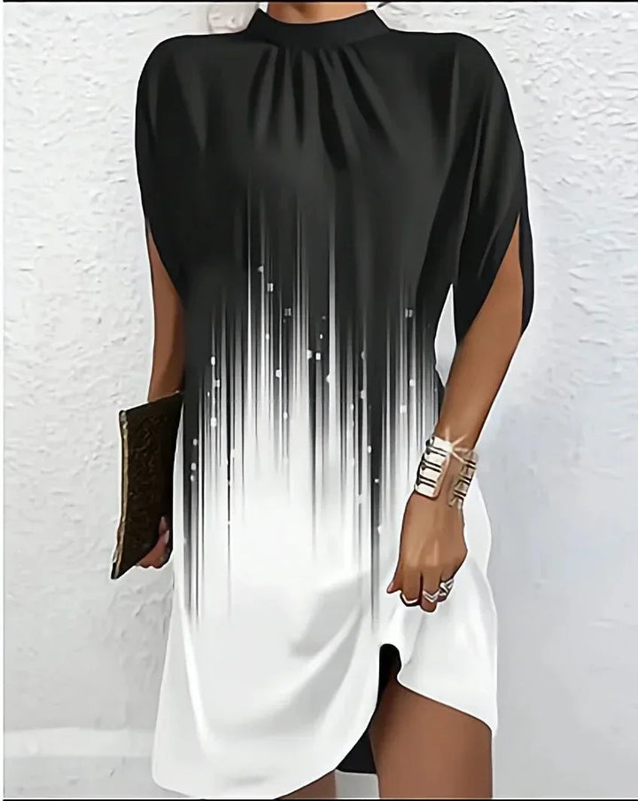 Women's batwing sleeve mini dress with split sleeves