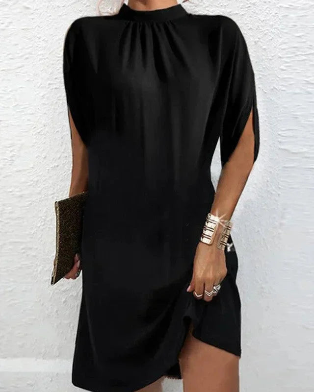 Women's batwing sleeve mini dress with split sleeves