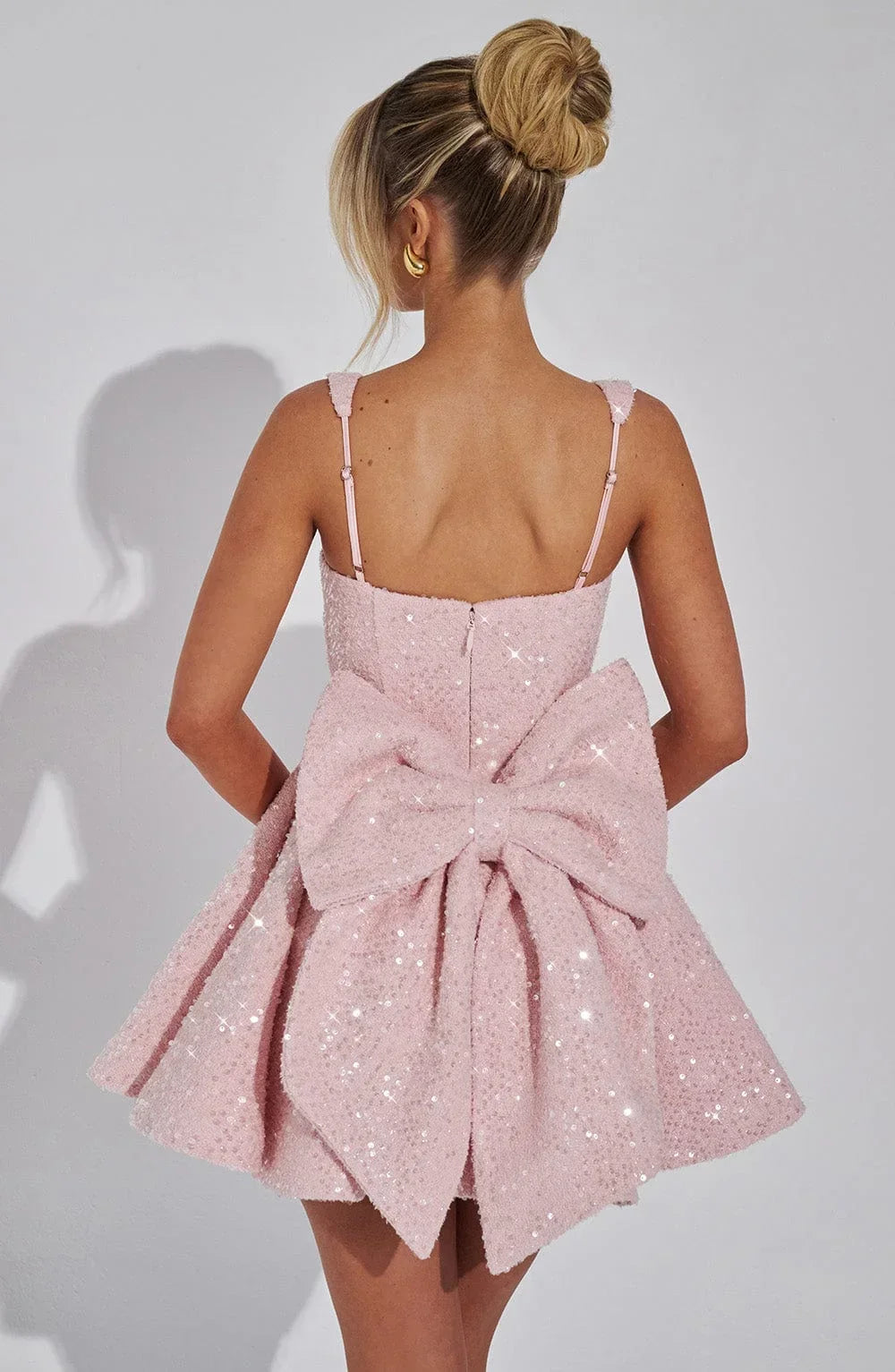 Women's sparkling fit and flare mini dress with square neckline