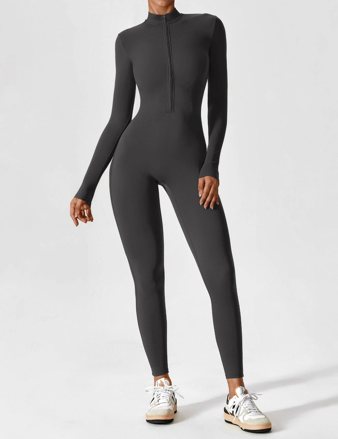 Long Sleeve Zip Jumpsuit – Stretch One-Piece Activewear with Sculpting Fit