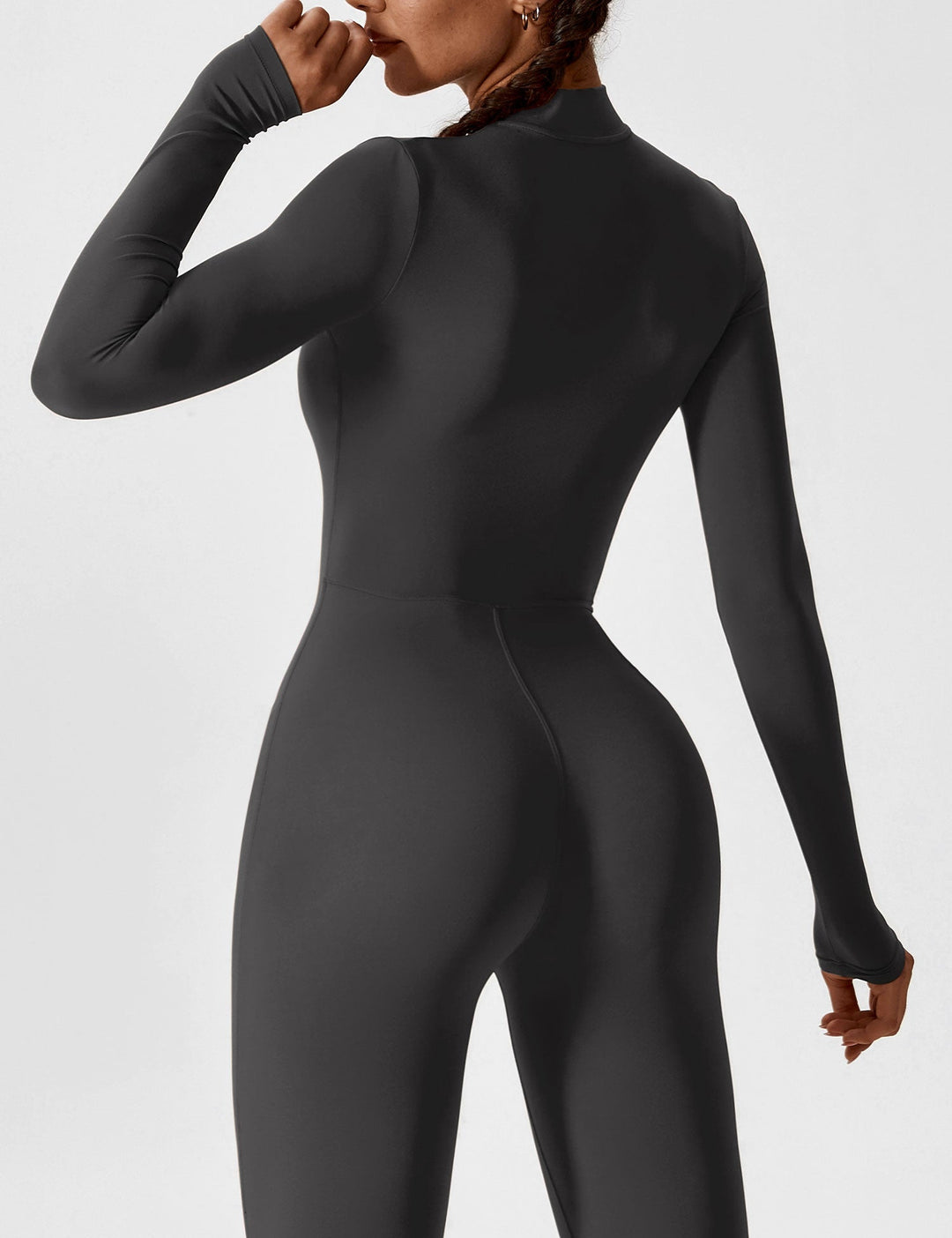 Long Sleeve Zip Jumpsuit – Stretch One-Piece Activewear with Sculpting Fit