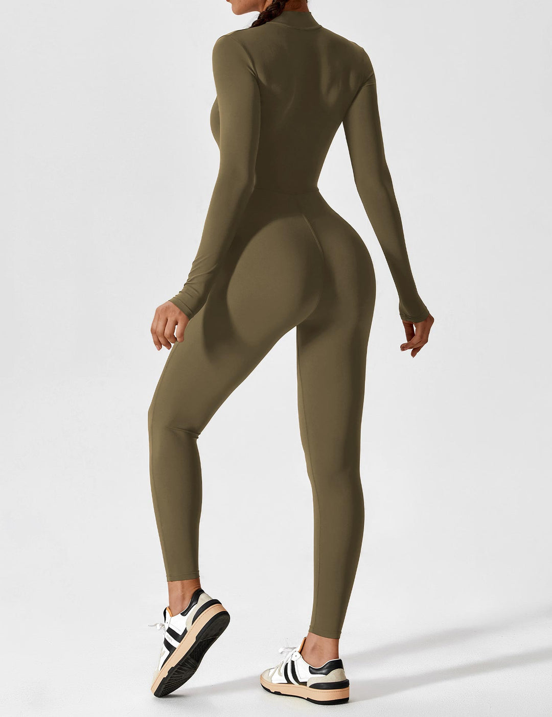 Long Sleeve Zip Jumpsuit – Stretch One-Piece Activewear with Sculpting Fit