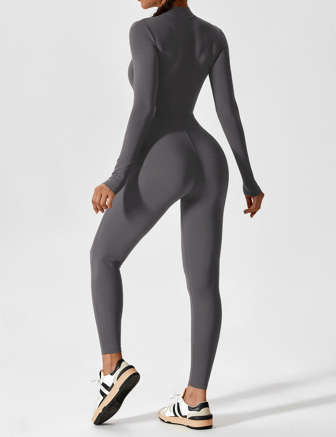 Long Sleeve Zip Jumpsuit – Stretch One-Piece Activewear with Sculpting Fit