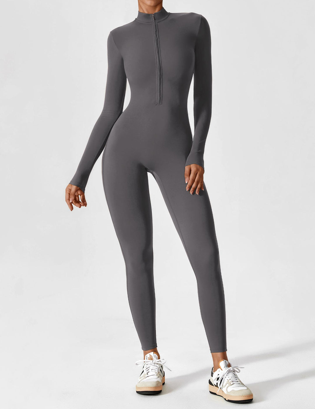 Long Sleeve Zip Jumpsuit – Stretch One-Piece Activewear with Sculpting Fit