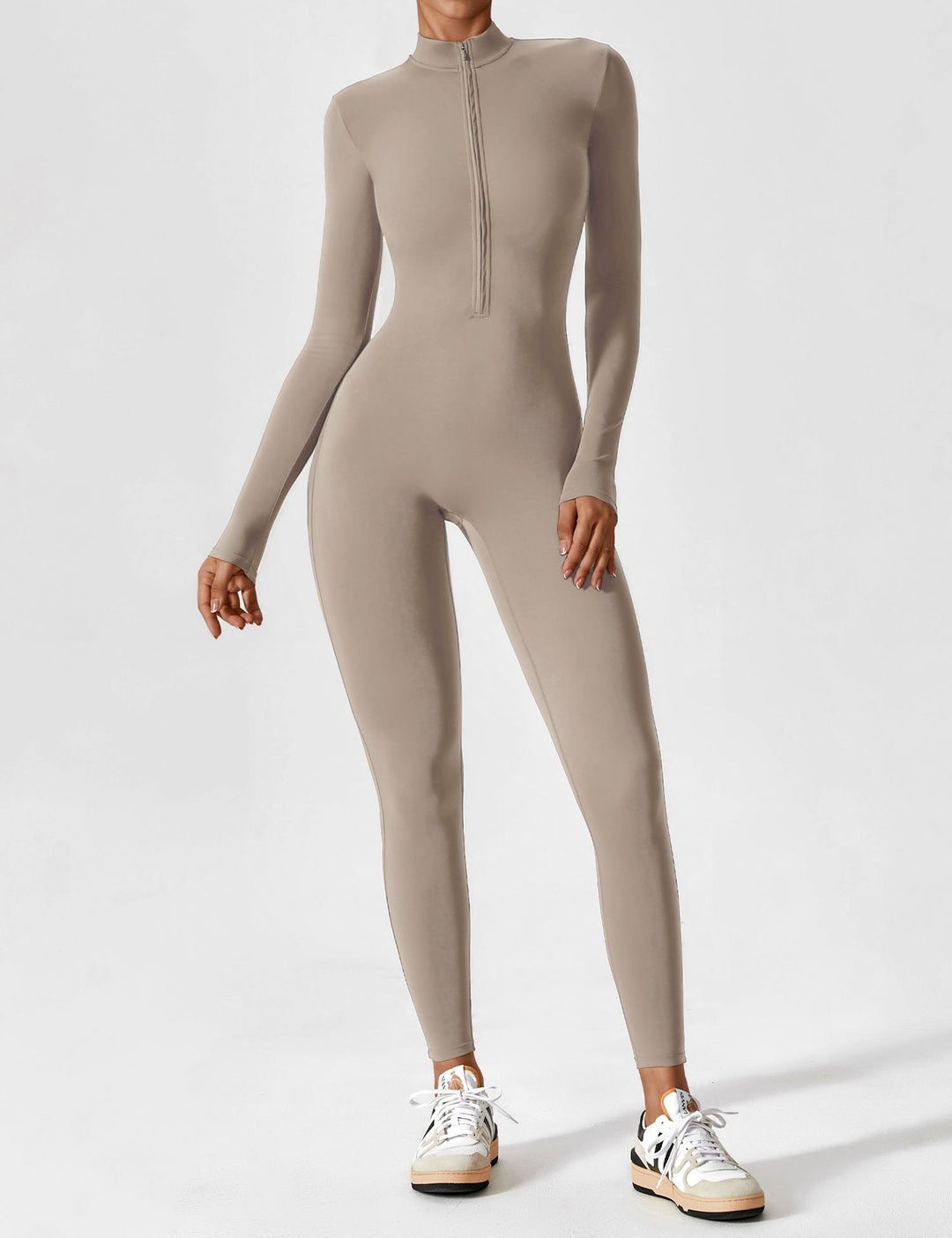 Long Sleeve Zip Jumpsuit – Stretch One-Piece Activewear with Sculpting Fit
