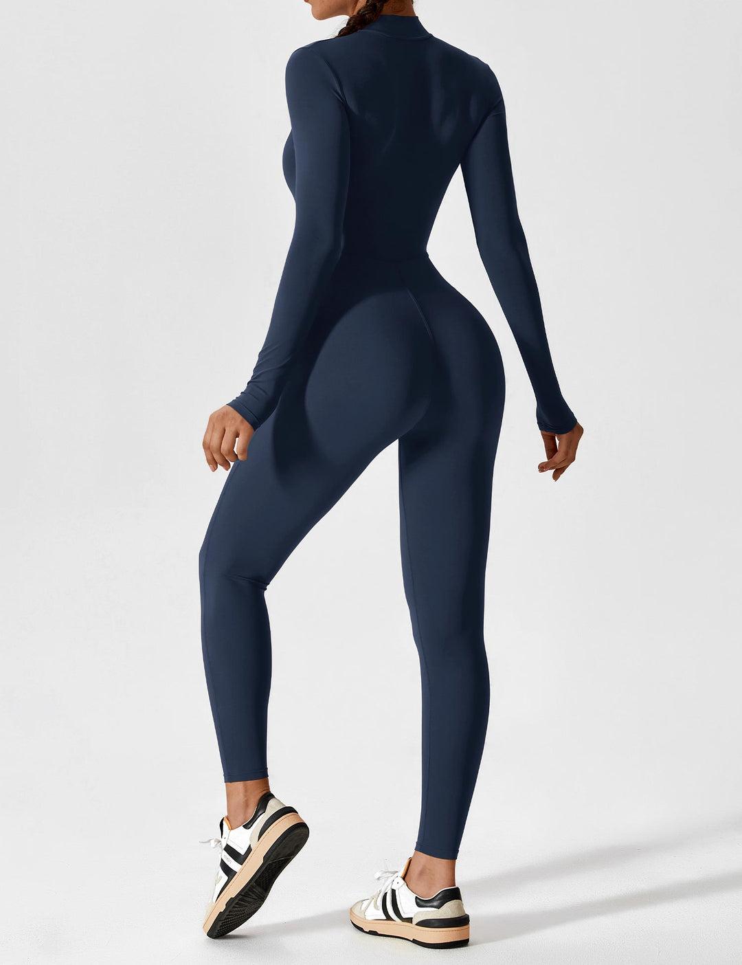 Long Sleeve Zip Jumpsuit – Stretch One-Piece Activewear with Sculpting Fit