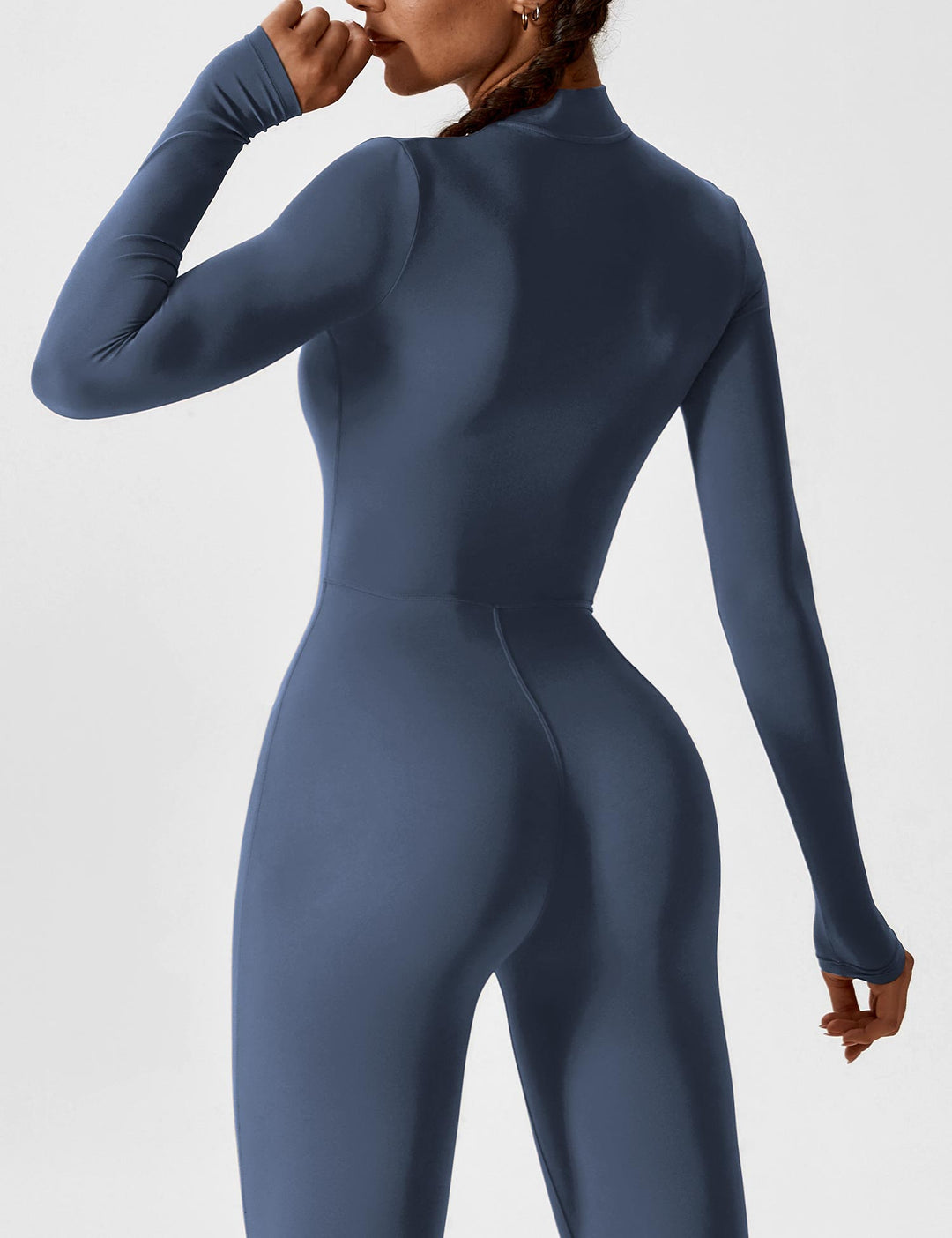 Long Sleeve Zip Jumpsuit – Stretch One-Piece Activewear with Sculpting Fit