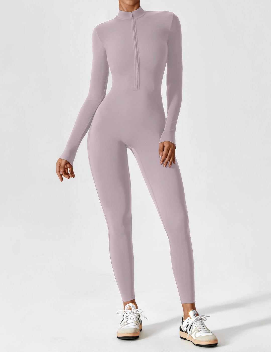 Long Sleeve Zip Jumpsuit – Stretch One-Piece Activewear with Sculpting Fit