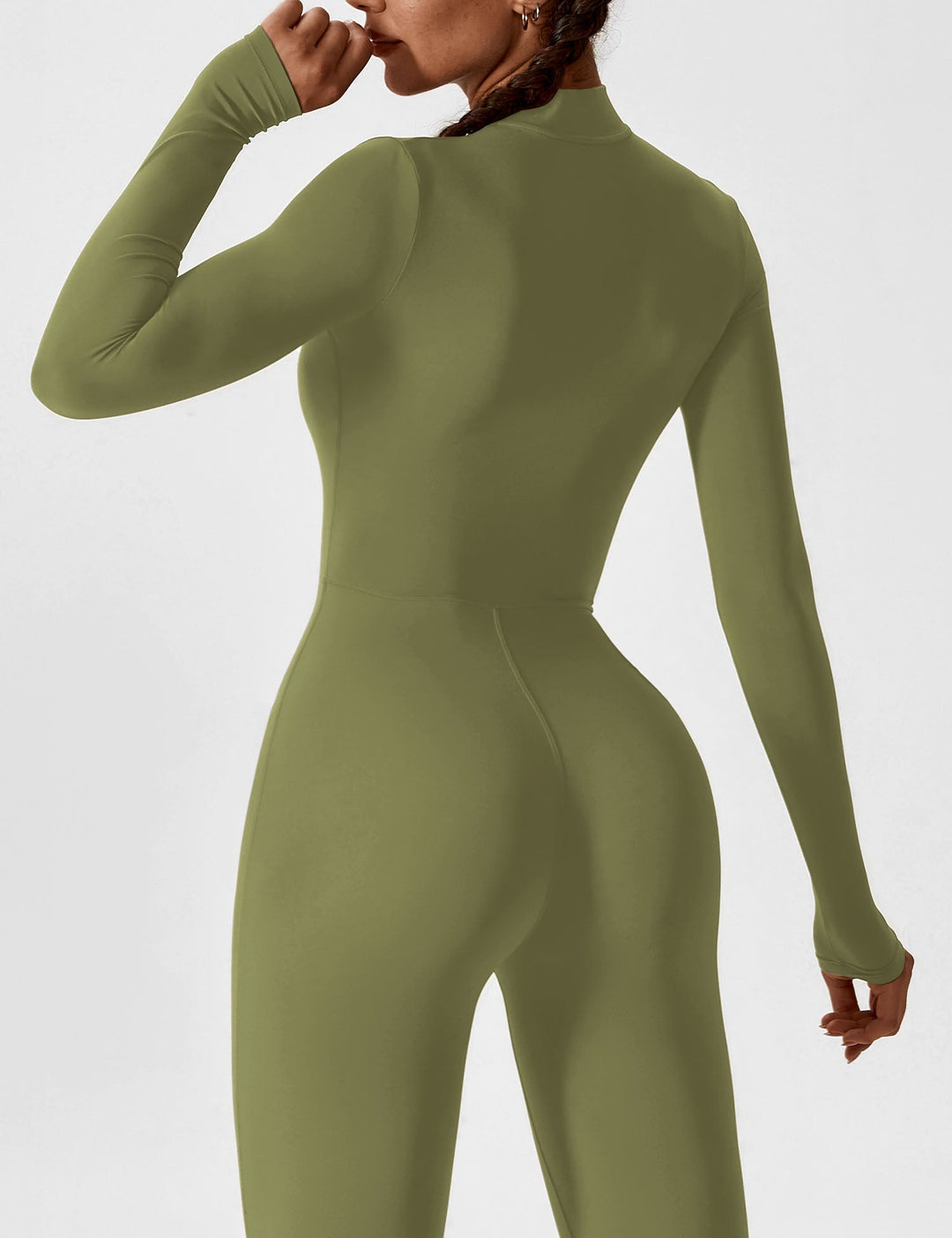 Long Sleeve Zip Jumpsuit – Stretch One-Piece Activewear with Sculpting Fit